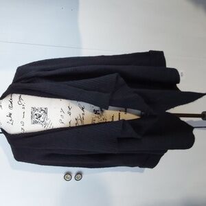 Nine West- Womens Black Super Soft Drapey Open Ribbed Texture Cardigan Sz.XXL